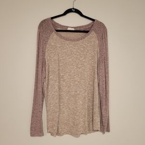 Maurices Women's Long Sleeve lightweight sweater xl shirt mauve and beige